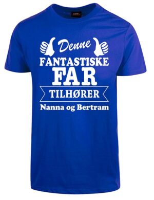 Far tilhører t-shirt med børnenes navne - Koboltblå