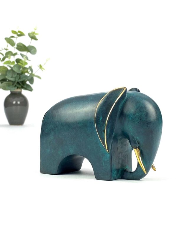 GRØN ELEFANT - ægte bronze