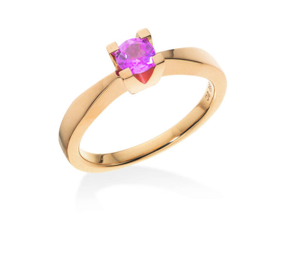 Scrouples Kleopatra Jubilæum 14 Karat Guld Ring med Pink Safir