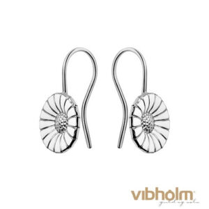 Georg Jensen - Daisy Ørebøjler sølv 11 mm, hvid emalje