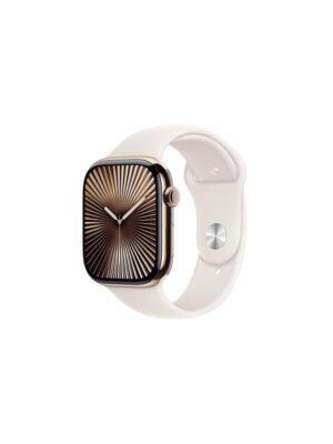 Apple Watch Series 10 GPS + Cellular 46mm - Gold Titanium Case with Starlight Sport Band - S/M