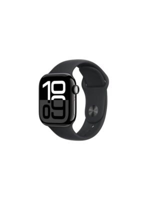 Apple Watch Series 10 GPS + Cellular 46mm - Jet Black Aluminium Case with Black Sport Band - M/L
