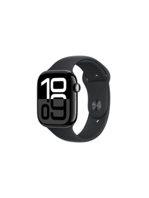 Apple Watch Series 10 GPS + Cellular 46mm - Jet Black Aluminium Case with Black Sport Band - S/M
