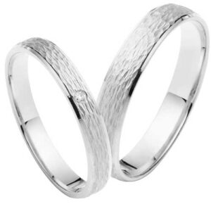 BARTOLI First vielsesringe i 14 kt. Hvidguld med Diamant 0,01 ct. - 3 mm