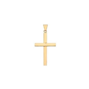 Bredt Stolpe Kors vedhæng i 8-14 kt guld. 13x21mm - Small
