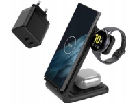 Crong - GaN PD 35W oplader plus PowerSpot Pivot Stand 3-i-1 trådløs oplader til iPhone, Samsung & Android