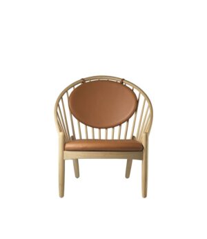 FDB Møbler J166 Poul M. Volther Jørna Lænestol SH: 40 cm - Natur Eg / Cognac Læder