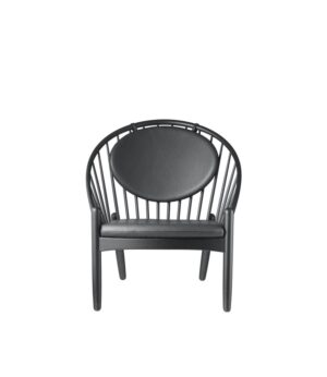 FDB Møbler J166 Poul M. Volther Jørna Lænestol SH: 40cm - Sort eg / Sort læder