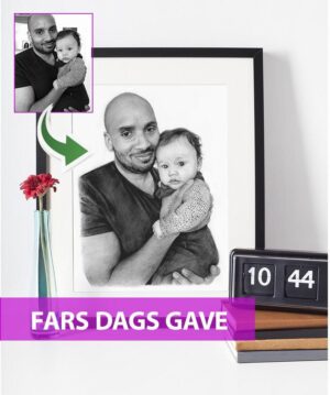 Fars dags gave - Portrættegning efter dine fotos