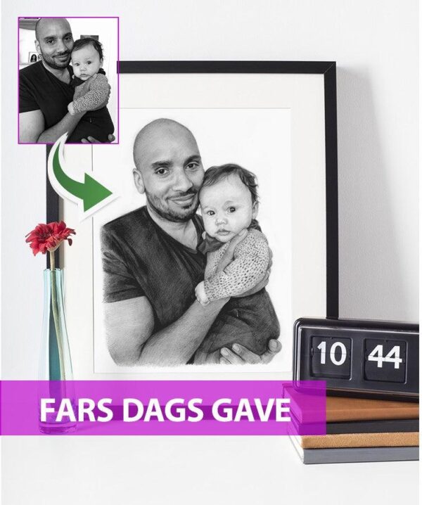 Fars dags gave - Portrættegning efter dine fotos