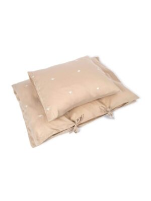 Filibabba Baby sengetøj GOTS (70x100 cm) - Broderet Hvalen Christian - Warm Grey