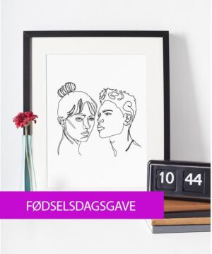 Fødselsdagsgave - line art tegning efter dine fotos