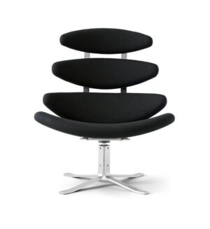 Fredericia Furniture 5000 Corona Lænestol m. Drejestel SH: 42 cm - Fiord 191/Børstet Krom