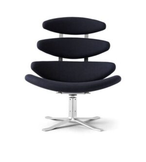 Fredericia Furniture 5000 Corona Lænestol m. Drejestel SH: 42 cm - Fiord 782/Børstet Krom