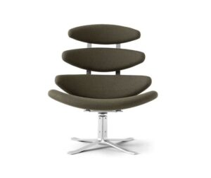 Fredericia Furniture 5000 Corona Lænestol m. Drejestel SH: 42 cm - Fiord 961/Børstet Krom
