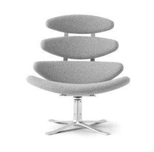 Fredericia Furniture 5000 Corona Lænestol m. Drejestel SH: 42 cm - Hallingdal 110/Børstet Krom