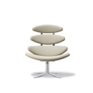 Fredericia Furniture 5000 Corona Lænestol m. Drejestel - Vidar 222/Børstet Stål