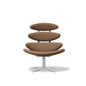 Fredericia Furniture 5000 Corona Lænestol m. Drejestel - Vidar 353/Børstet Stål
