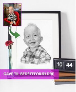 Gave til bedsteforældre - Portrættegning efter dine fotos