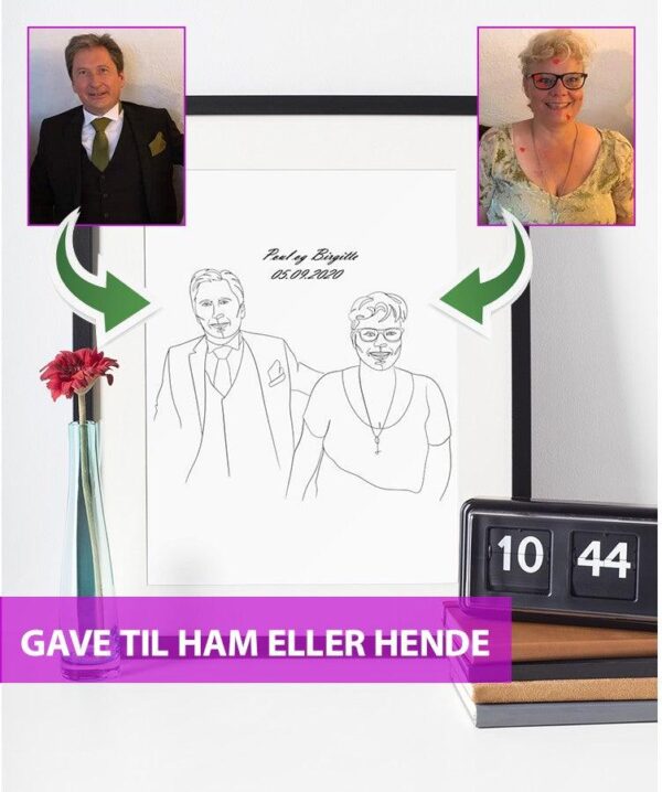 Gave til ham eller hende - line art tegning efter dine fotos