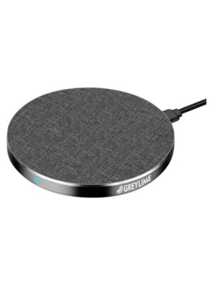 GreyLime 15W round wireless charger in fabric and metal - Grey