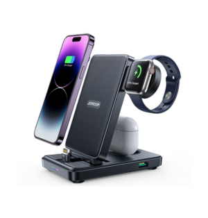 JOYROOM™ | 3-i-1 Ladestation til iPhone, Watch & AirPods - Sort