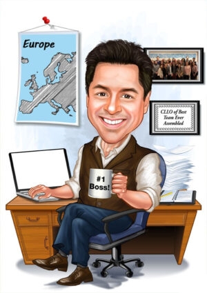 Jubilæum & Afsked tema33 (1 person) - karikaturtegning efter dine fotos