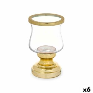 Lyseholder Vinglas Gylden Stål 12 x 19,5 x 12 cm (6 enheder)