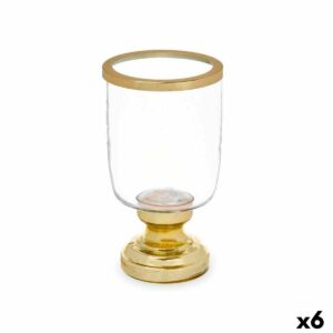 Lyseholder Vinglas Gylden Stål 12 x 24,5 x 12 cm (6 enheder)