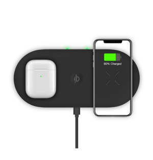 M7 Travel Friend | QI 3i1 Trådløs opladningsplade - 22W - Sort