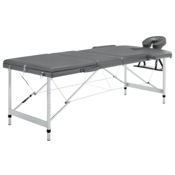 Massagebord med 3 zoner aluminiumsstel 186 x 68 cm antracitgrå