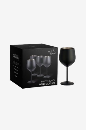 Oak & Steel - Vinglas mat 4-pak - Sort - Vinglas - - Homeroom