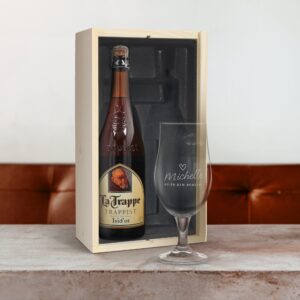 Øl gaveæske med indgraveret glas - La Trappe Isid'or