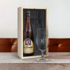Øl gaveæske med indgraveret glas - La Trappe Quadrupel