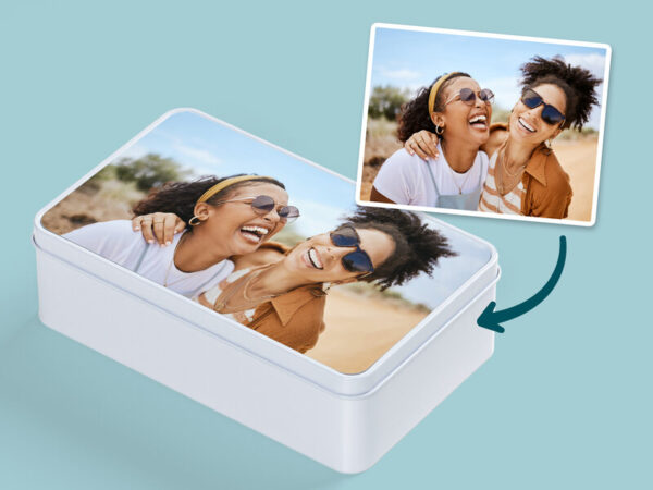 Personlig Opbevaringsboks i Metal med Billede - Rektangulær