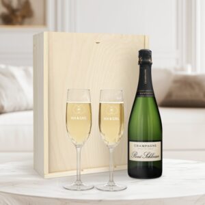 Personlig champagne gavesæt - René Schloesser (750ml) - Graverede glas