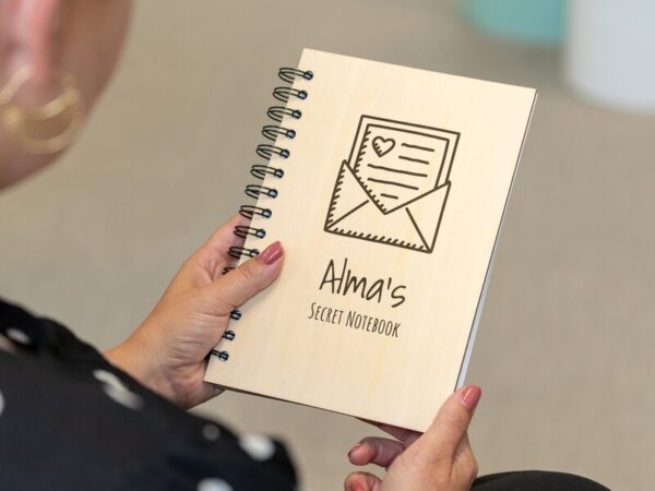 Personlig notesbog med tekst