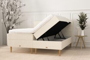 SÖVNN Nora Boxseng Med Opbevaring - 140x200 - Lys beige