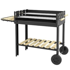 Sort kulgrill til camping med dobbelt gitter