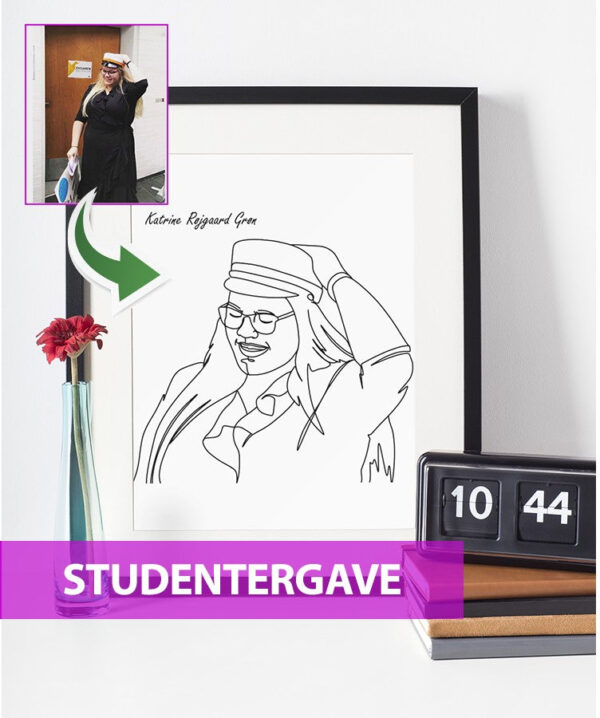 Studentergave - line art tegning efter dine fotos