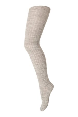 Uld Strømpebuks Rib - Light Brown Melange - 110