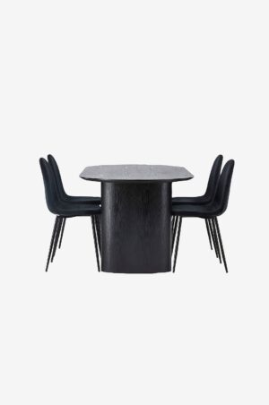 Venture Home - Spisegruppe Isolde med 4 stole Polar - Sort - Spisegrupper - - Homeroom