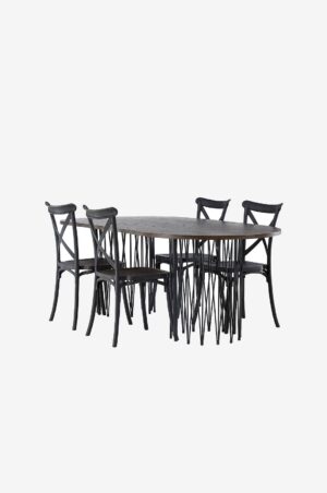 Venture Home - Spisegruppe Stone med 4 spisebordsstole Crosett - Brun - Spisegrupper - - Homeroom