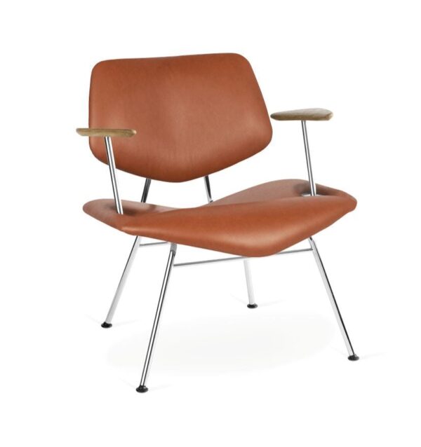 Vermund Larsen VL135 Cosy Loungestol m. armlæn SH: 40 cm - Sierra Cognac/Krom