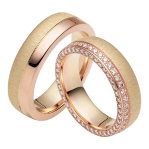 Vielsesringe i Guld & Rosaguld med Brillanter 0,86 ct - 6 mm