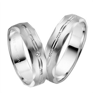 Vielsesringe i Palladium med Diamant 0,015 ct. - 5 mm