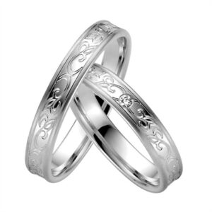 Vielsesringe i Palladium med Diamant 0,02 ct. - 4 mm