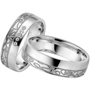 Vielsesringe i Palladium med Diamanter 0,05 ct.