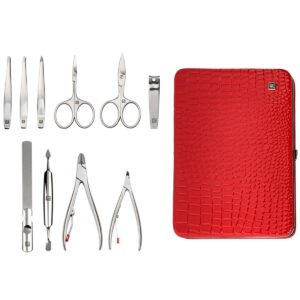 Zwilling 97654-003-0 Classic Inox Croco Manicure Sæt m/Etui (10 dele) Rød
