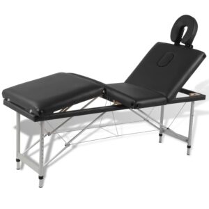 vidaXL massagebord foldbart 4 zoner aluminiumsstel sort